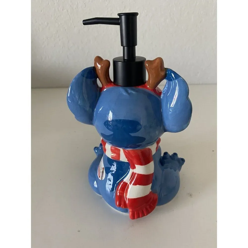 Disney Stitch With Antlers and Scarf Christmas Holiday Soap Lotion Dispenser NEW